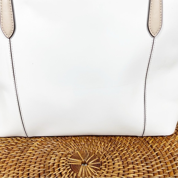 Kate Spade White Tote Bag Purse White With Tan Large - Picture 2 of 5